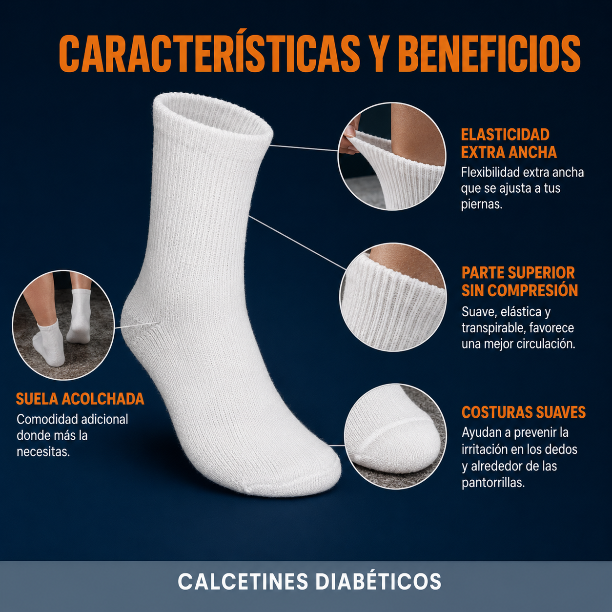 Calcetines para diabéticos- inflamación por retención de líquidos- embarazadas